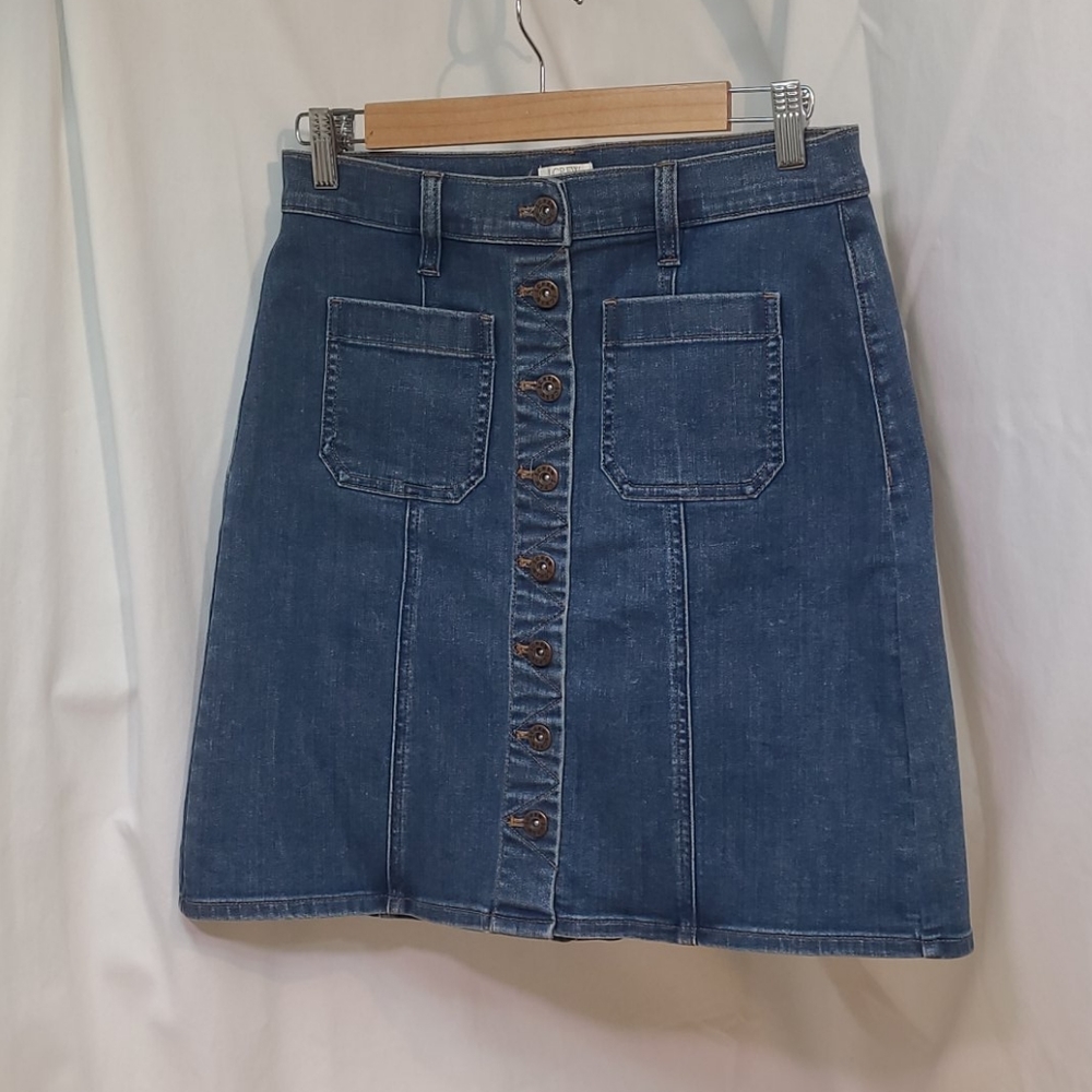 JCREW sz2 button front pocket jean skirt gently us